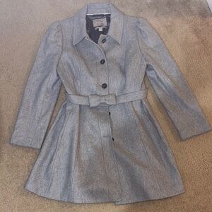 Banana Republic Light Heather Gray Belted Wool-Blend Trench Coat